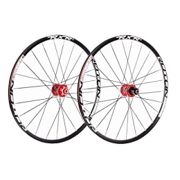 CTRIS Spares Bicycle Wheelset 26 Inch Mountain Bike Wheelset Double Wall Aluminum Quick Release Rim Front 2 Rear 5 Palin 7 8 9 10 11 Speed Carbon Fiber Hub Disc Brake 24 Hole (Color : Red)