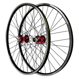 CTRIS Mountain Bike Wheel Bicycle Wheelset 26'' Mountain Bike Bike Wheels, Double Wall Aluminum Alloy Rim Front 2 Rear 4 Bearing Hub Disc V Brake (Color : Red)