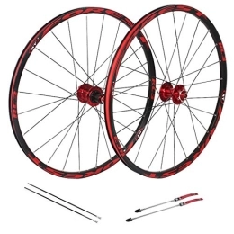 WRNM Spares Bicycle Wheelset 27.5 Inch Mountain Bike Wheelset, Disc Rim Brake Double Wall Aluminum Alloy Quick Release Sealed Bearings 8 9 10 Speed 26 MTB Wheels (Color : Red, Size : 27.5inch)