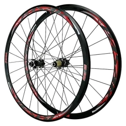 CTRIS Mountain Bike Wheel Bicycle Wheelset 29'' Cycling Wheelsets, Double Wall MTB Rim Off-road Road Wheels Disc Brake V Brake C Brake Road Bike Wheel Set (Color : Balck red, Size : 700C)