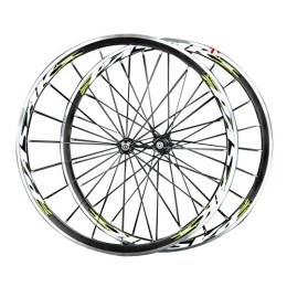 CTRIS Mountain Bike Wheel Bicycle Wheelset 700C Bicycle Wheelset, Double Wall MTB Rim 4 Peilin Bearing C Brake V Brake Cycling Hub Bicycle Wheel (Color : Green)