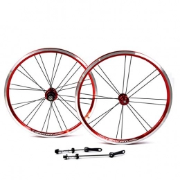WangT Mountain Bike Wheel Bicycle Wheelset, Aluminium Alloy Ultralight Front 2 Rear 4 Bearing V Brake Bicycle Wheelset 20 Inch Mountain Bike Wheel, Red, 20