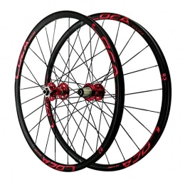 SJHFG Mountain Bike Wheel Bicycle Wheelset, Aluminum Alloy Quick Release Mountain Bike 8 / 9 / 10 / 11 / 12 Speed Disc Brakes Cycling Wheels (Color : Red hub, Size : 27.5inch)