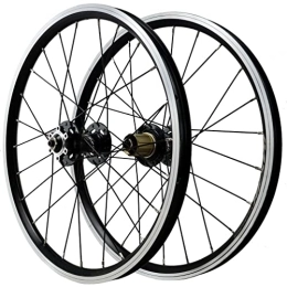 CTRIS Spares Bicycle Wheelset Bicycle Wheel 20 Inch 406 Mountain Bike Wheelset Disc / V Brake 24holes 1400g Six Nail Double-walled Aluminum Alloy Rim 7 8 9 10 11 12 Speed (Color : Black)