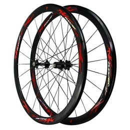 CTRIS Spares Bicycle Wheelset Bicycle Wheel Set, Cycling Wheels 700c Double Wall MTB Rim 24 Holes Quick Release V Brake 7 / 8 / 9 / 10 / 11 / 12-speed Wheels (Color : Red)