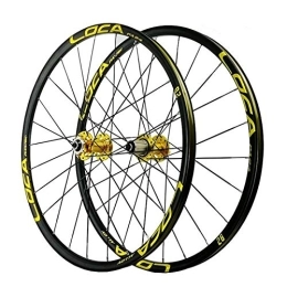 ZYHDDYJ Mountain Bike Wheel Bicycle Wheelset Bicycle Wheelset 26 27.5 29 Inch Bike Wheel Set MTB Double Wall Rim Disc Brake Quick Release 24 Hole For 7 8 9 10 11 12 Card Flying ( Color : Gold Hub gold label , Size : 29inch )