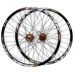 ZYHDDYJ Mountain Bike Wheel Bicycle Wheelset Bicycle Wheelset 26" / 27.5" / 29" MTB Bike Front & Rear Wheel Set Double Wall Alloy Rim Disc Brake Cassette Hub QR 7 / 8 / 9 / 10 / 11 Speed 32H ( Color : Gold Hub gold logo , Size : 29IN )