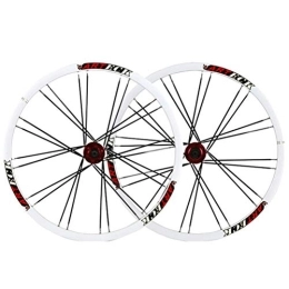 CTRIS Spares Bicycle Wheelset Bicycle Wheelset 26 Inch MTB Bike Wheels Disc Brake Double Wall Alloy Rim MTB QR 7 / 8 / 9 / 10 Speed 24H Sealed Bearing (Color : Red)