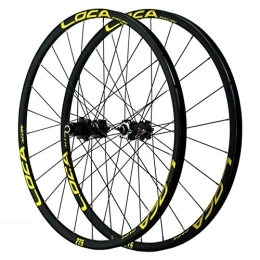 CTRIS Spares Bicycle Wheelset Bicycle Wheelset, Mountain Cycling Wheels Disc Brake 24 Holes Aluminum Alloy Quick Release Small Spline 12 Speed (Color : Yellow)