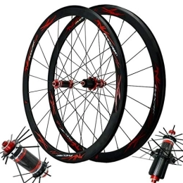 CTRIS Spares Bicycle Wheelset Carbon Fiber Bicycle Wheelset, Double Wall MTB Rim Front 20 / rear 24 Holes Quick Release C / V Brake 700C Bicycle Wheelset (Color : Red, Size : 700C)