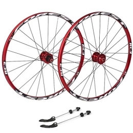 WRNM Spares Bicycle Wheelset Cycling Wheels 26, Bicycle Double Wall MTB Rim Quick Release V-Brake Hybrid / Hole Disc 7 8 9 10 Speed 135mm (Color : Red, Size : 26inch)