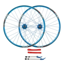 CTRIS Mountain Bike Wheel Bicycle Wheelset Cycling Wheels, 26'' Bike Wheels Disc Brake Aluminum Alloy Double Wall MTB Rim Support 26 * 1.35-2.35 Tires (Color : Blue)