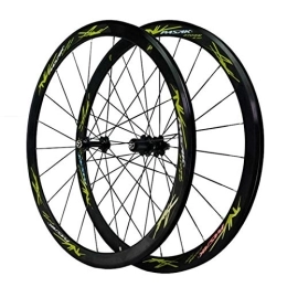 CTRIS Spares Bicycle Wheelset Cycling Wheels 700c, 24 Holes Aluminum Alloy Double Wall MTB Rim V Brake 7 / 8 / 9 / 10 / 11 / 12 Speed Wheel Bike Wheelset (Color : Green)
