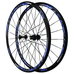 CTRIS Spares Bicycle Wheelset Cycling Wheels 700c, Double Wall MTB Rim Flat Bar C Brake / V Brake Road Wheel Set 7 / 8 / 9 / 10 / 11 / 12 Speed (Color : Blue, Size : 700C)