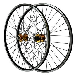 CTRIS Spares Bicycle Wheelset Cycling Wheels, Double Wall Aluminum Alloy Quick Release Mountain Bike Disc Brake V Brake 26-inch Bike Wheels (Color : Yellow)