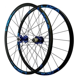 CTRIS Mountain Bike Wheel Bicycle Wheelset Cycling Wheels, Double Wall MTB Rim 24 Holes Quick Release Disc Brake Circle Height 21MM 7 / 8 / 9 / 10 / 11 / 12 Speed (Color : Blue hub, Size : 26in)