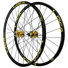 CTRIS Mountain Bike Wheel Bicycle Wheelset Cycling Wheels, Double Wall MTB Rim 24 Holes Quick Release Disc Brake Rear Wheel 7 / 8 / 9 / 10 / 11 / 12 Speed (Color : Yellow, Size : 29in)