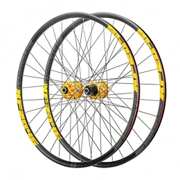 BYCDD Mountain Bike Wheel Bicycle Wheelset for Mountain Bike Double Wall Alloy Rim Disc Brake 7-11 Speed Card Hub Sealed Bearing, Yellow_26 Inch