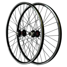 CTRIS Mountain Bike Wheel Bicycle Wheelset Mountain Bike Disc Brake Wheel, Front 2 Rear 4 Bearing Hub Disc V Brake Double-layer High-strength Aluminum Alloy Rim (Color : Black)