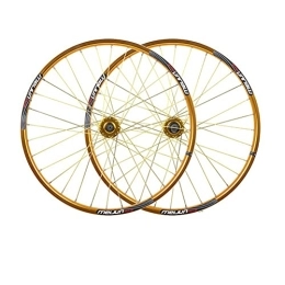 ZYHDDYJ Mountain Bike Wheel Bicycle Wheelset Mountain Bike Wheelset 26 Aluminum Alloy Rim 32 Holes Disc Brake MTB Wheels Suitable For 7-9 Speed Flywheel Quick Release Axles Bicycle Accessory ( Color : Gold , Size : 26inch )