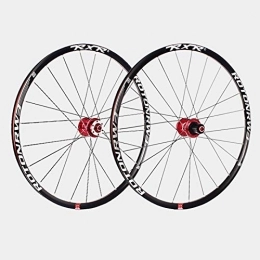 CTRIS Spares Bicycle Wheelset Mountain Bike Wheelset 27.5 MTB Double Wall Rims Aluminum Alloy Disc Brake Quick Release 7 8 9 10 11 Speed 5 Palin Bearing Hub 24H (Color : Red)