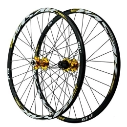 CTRIS Mountain Bike Wheel Bicycle Wheelset MTB Bike Wheels, 32 Holes Quick Release Aluminum Alloy Cycling Wheelsets First 2 Rear 5 Bearings Disc Brake (Color : Yellow, Size : 27.5in)