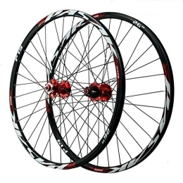 CTRIS Spares Bicycle Wheelset MTB Bike Wheelset, 32 Holes Aluminum Alloy First 2 Rear 5 Bearings Disc Brake 26 / 27.5 / 29 Inch Cycling Wheelsets (Color : Red, Size : 26in)