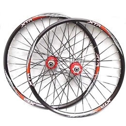CTRIS Spares Bicycle Wheelset MTB VTT Paire Roues Vélo 26" / 27, 5" Inch Mountain Bike Wheelset Jante Alliage Double Paroi Frein Disque 8-11 Vitesse QR 32H (Color : Red, Size : 27.5in)