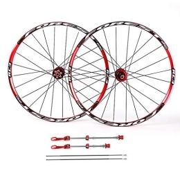 WRNM Spares Bicycle Wheelset Red Bike Wheelset 26 Inch, Double Wall 27.5 Inch MTB Wheels Quick Release Sealed Bearings 5 Palin Disc Brake 24 Hole 8 9 10 Speed (Color : A, Size : 26inch)