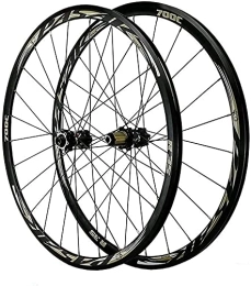 Auoiuoy Mountain Bike Wheel Bike Wheel, Bike Rim 700C Front + Rear Set Disc Brake Cyclocross Road Hybrid / Mountain Bike V / C Brake 7 / 8 / 9 / 10 / 11 / 12 Speed Flywheels Quick Release Axles Bicycle Accessor(Size:barrel shaft, Color:silver)