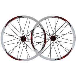 SN Spares Bike Wheelset 26-inch Mountain Wheel Set Bicycle Front Rear Double Layer Alloy Rim Disc Brake Hub Quick-release For 7 / 8 / 9 Speed (Color : White rim, Size : Blue logo)