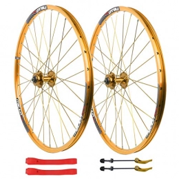 SN Spares Bike Wheelset 26 Inch MTB Mountain Bike Cycling Wheels Disc Brake 7 8 9 10 Speed Card Hub Double Wall Alloy Rim Front Rear Wheel Set (Color : Gold)