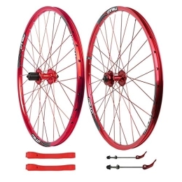 SN Spares Bike Wheelset 26 Inch MTB Mountain Bike Cycling Wheels Disc Brake 7 8 9 10 Speed Card Hub Double Wall Alloy Rim Front Rear Wheel Set (Color : Red)