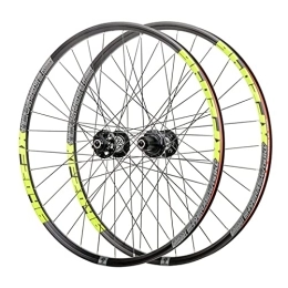 BYCDD Spares BYCDD Front and Rear Bike Wheels 27.5 / 29 Inch Quick Release Mountain Bicycle Wheelset 24 Holes Ultralight Alloy MTB Rim Disc 7-11 Speed, Green_27.5 Inch