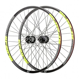 BYCDD Spares BYCDD Front and Rear Bike Wheels 27.5 / 29 Inch Quick Release Mountain Bicycle Wheelset 24 Holes Ultralight Alloy MTB Rim Disc 7-11 Speed, Green_29 inch