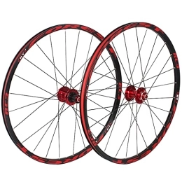 BYCDD Spares BYCDD Mountain Bike Wheelset, Quick Release Front Rear Wheels MTB Wheelset, Fit 7-11 Speed Cassette Bicycle Wheelset, Red_26 Inch