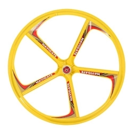 CAISYE Mountain Bike Wheel CAISYE 26 Inch Mountain Bike Rim Magnesium Alloy One Wheel Bicycle Set Disc Brake Accessories 26-Inches Bikes Wheels with Bearing Hubs Integrally Wheelset, Yellow