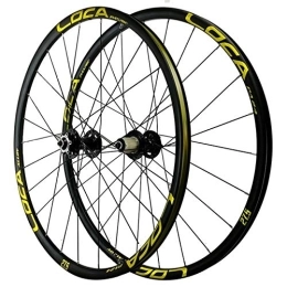 CHICTI Mountain Bike Wheel CHICTI 26 / 27.5 / 29 In Bike Wheelset, Double Wall MTB Rim 4 Peilin Bearing Quick Release Disc Brake Mountain Cycling Wheels Outdoor (Color : Black yellow, Size : 27.5in)