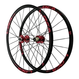 CHICTI Mountain Bike Wheel CHICTI 26 / 27.5'' Cycling Wheels, 24 Holes Disc Brake Wheel Flat Spokes Mountain Bike Quick Release Wheel Set Outdoor (Color : Red, Size : 27.5in)