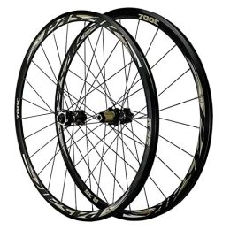 CHICTI Mountain Bike Wheel CHICTI 700C Disc Brake Road Bike Wheelset Thru Axle Mountain Bike Front + Rear Wheel Cyclocross Road V / C Brake 7 / 8 / 9 / 10 / 11 / 12 Speed Outdoor (Color : Black)