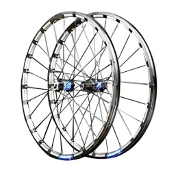 CHICTI Mountain Bike Wheel CHICTI Bike Wheels, Aluminum Alloy Hub Straight Pull Quick Release 7 / 8 / 9 / 10 / 11 / 12 Speed Card Flying Mountain Bike Cycling Wheels Outdoor (Color : Black blue, Size : 26in)