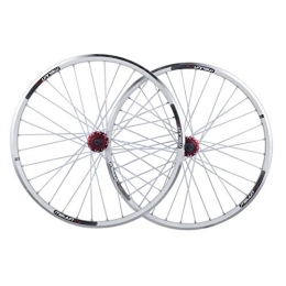 CHICTI Mountain Bike Wheel CHICTI Bike Wheelset 26, Double Wall MTB Mountain Bike Sealed Bearings Hub V-Brake Hybrid / Disc Brake 9 / 10 / 11 Speed Outdoor (Color : White, Size : 26inch)