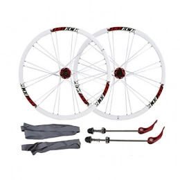 CHICTI Mountain Bike Wheel CHICTI Mountain Bicycle Wheelset, 24 Holes Aluminum Alloy Quick Release Disc Brake Flat Banner Applicable 26 * 1.35~2.125 Tires Outdoor (Color : White, Size : 26in)