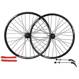 CHICTI Mountain Bike Wheel CHICTI Mountain Bike 26, Bicycle Wheelset Aluminum Alloy Double Wall Rim Disc V-Brake Sealed Bearings Compatible 8 / 9 / 10 Speed Outdoor (Color : Black, Size : 26inch)