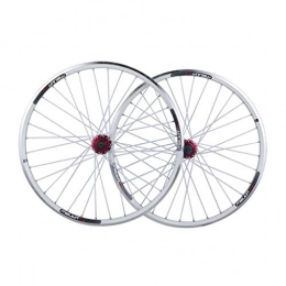 CHICTI Mountain Bike Wheel CHICTI Mountain Bike Wheelset 26 Inch, Double Wall MTB Rim Quick Release V-Brake Disc Brake Hybrid 32 Hole 8 9 10 Speed Outdoor (Color : White, Size : 26inch)