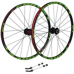 CHICTI Mountain Bike Wheel CHICTI Mountain Bike Wheelset, 27.5inch Aluminum Alloy CNC Double Wall Quick Release V-Brake Cycling Wheels Hole Disc 8 9 10 11 Speed Outdoor (Color : Green, Size : 27.5inch)