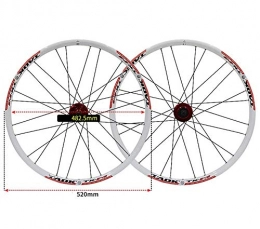 CHP Mountain Bike Wheel CHP Bike Wheel Set 24" MTB Wheel Double Wall Alloy Rim Tires 1.5-2.1" Disc Brake 7-11 Speed Palin Hub Quick Release 24H (Color : Red)