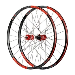 CHUDAN Spares CHUDAN 26" / 27.5" MTB Bike Wheelset, Disc Brake Alloy Rim Front Wheel Rear Wheel Fast Release Red Hub 24H Shimano Or Sram 8 9 10 11 Speed, Red, 27.5in