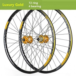 CHUDAN Mountain Bike Wheel CHUDAN Mountain Bike Front Wheel Rear Wheel 26 / 27.5 / 29 Inch Aluminum Alloy Bicycle Wheelset Double-Walled MTB Rim Disc Brake Fast Release 32H 8-11 Speed, Gold, 26in