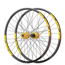 CHUDAN Mountain Bike Wheel CHUDAN Mountain Bike Wheels, Bicycle Wheelset 26 / 29 / 27.5 Inch Front Rear Wheelset Double-Walled MTB Rim Fast Release Disc Brake 32Holes 4 Palin 8-11 Speed, Gold, 27.5in